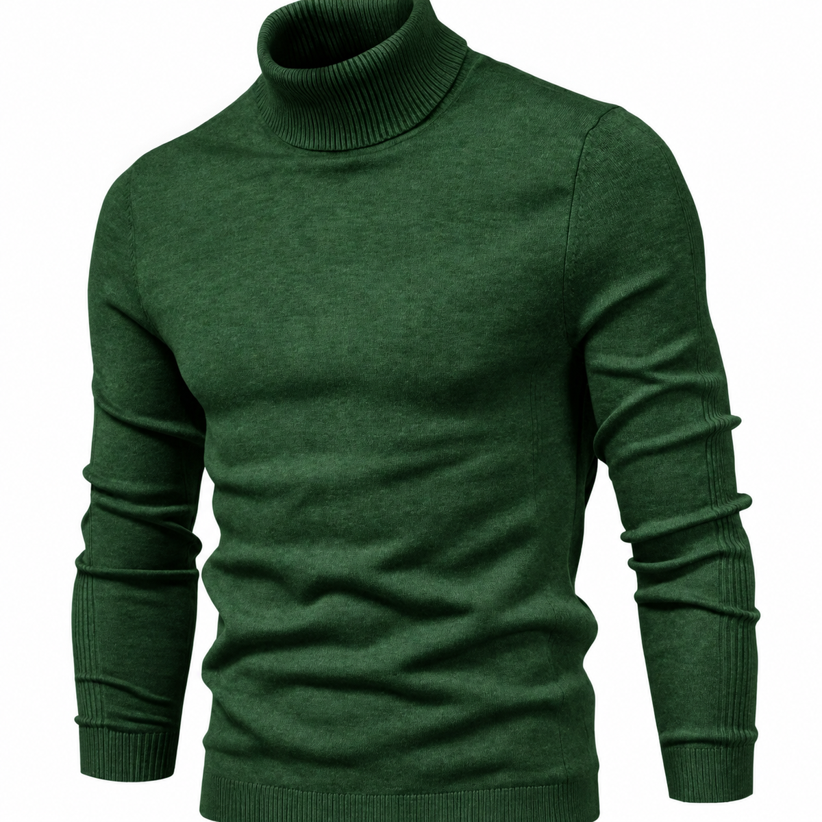 Men's Slim-Fit Fine-Knit Turtleneck Jumper - Green