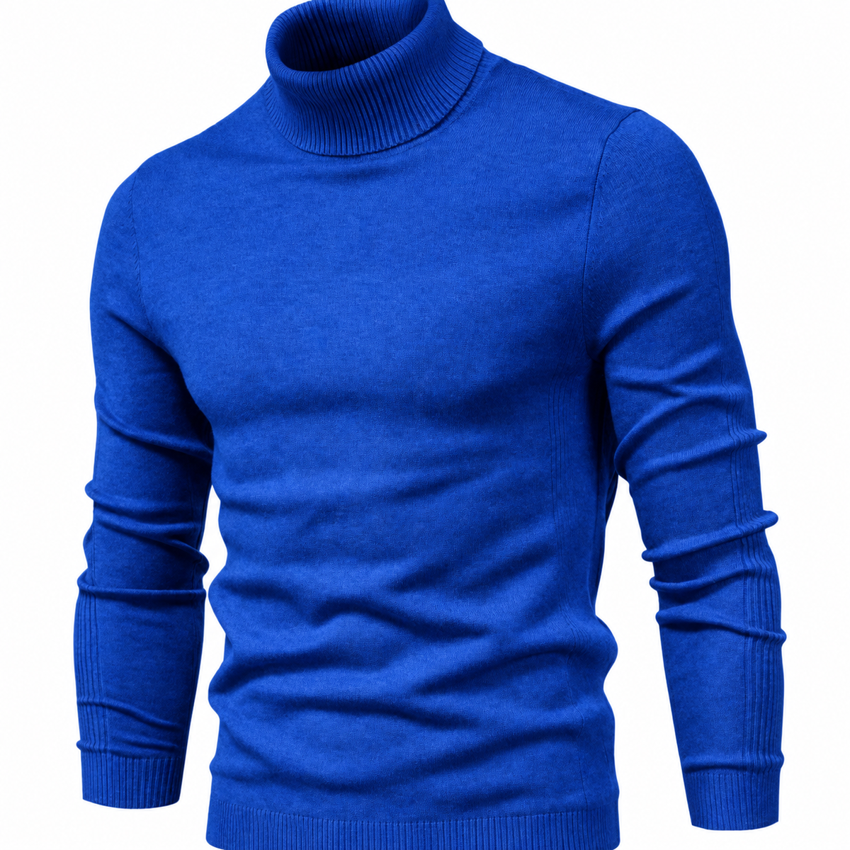 Men's Slim-Fit Fine-Knit Turtleneck Jumper - Royal Blue