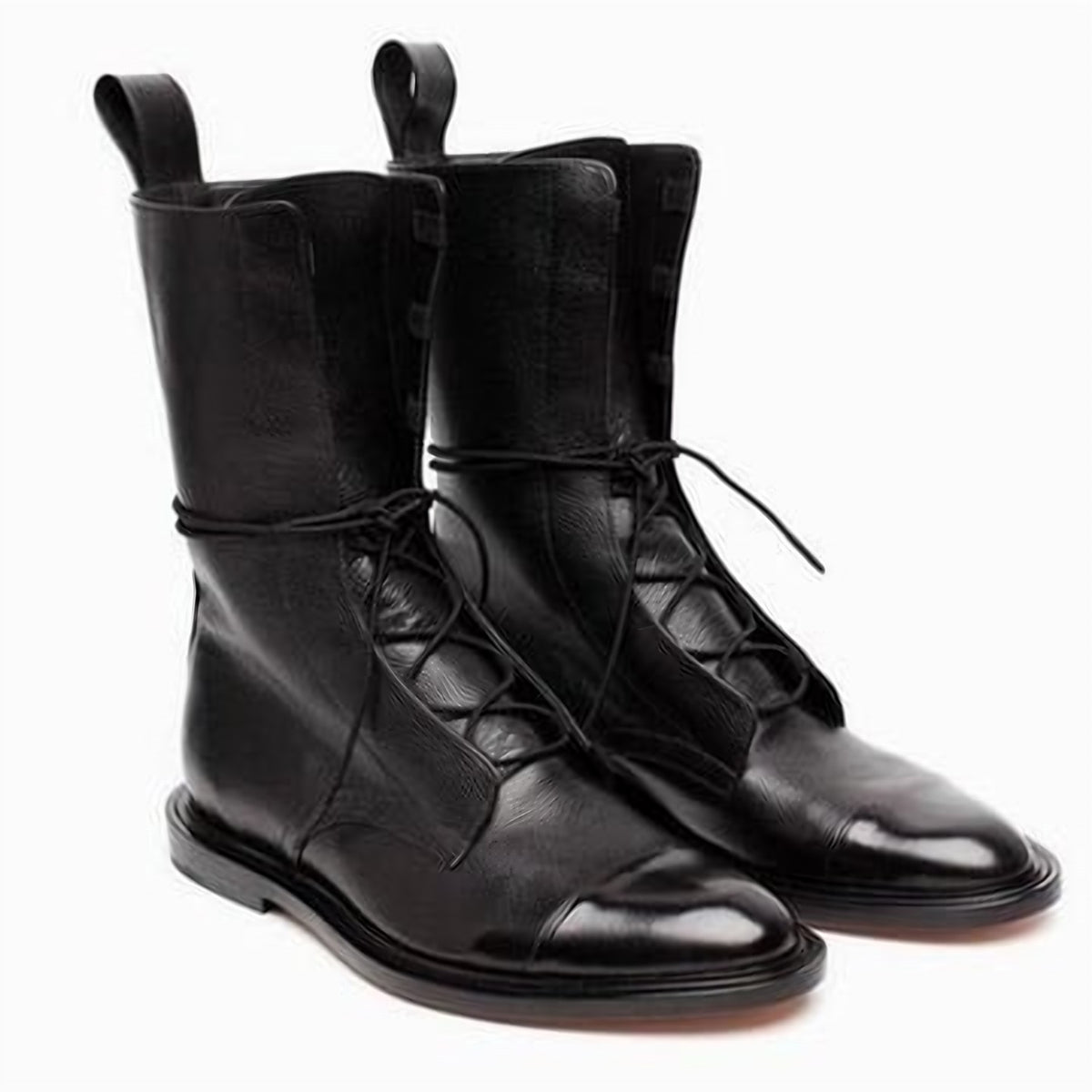 Women's Lace-Up Cap-Toe Boots - Black