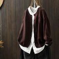 Women's Relaxed Button-Front Knit Cardigan - Brown