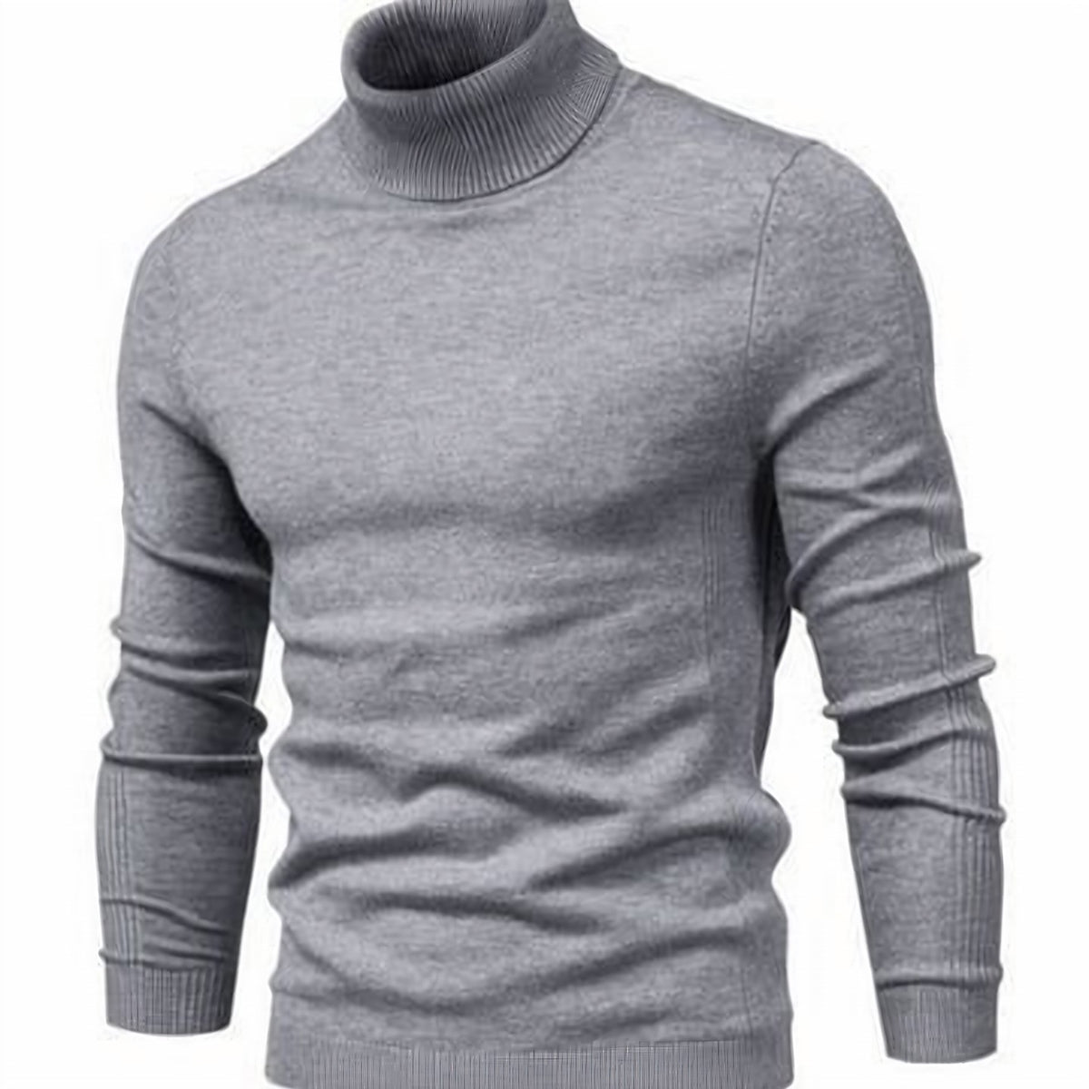 Men's Slim-Fit Fine-Knit Turtleneck Jumper - Grey
