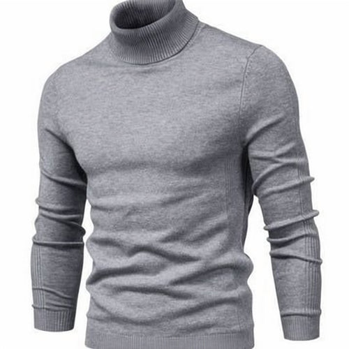 Men's Slim-Fit Fine-Knit Turtleneck Jumper - Grey